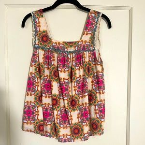 Anthro pink print tank top